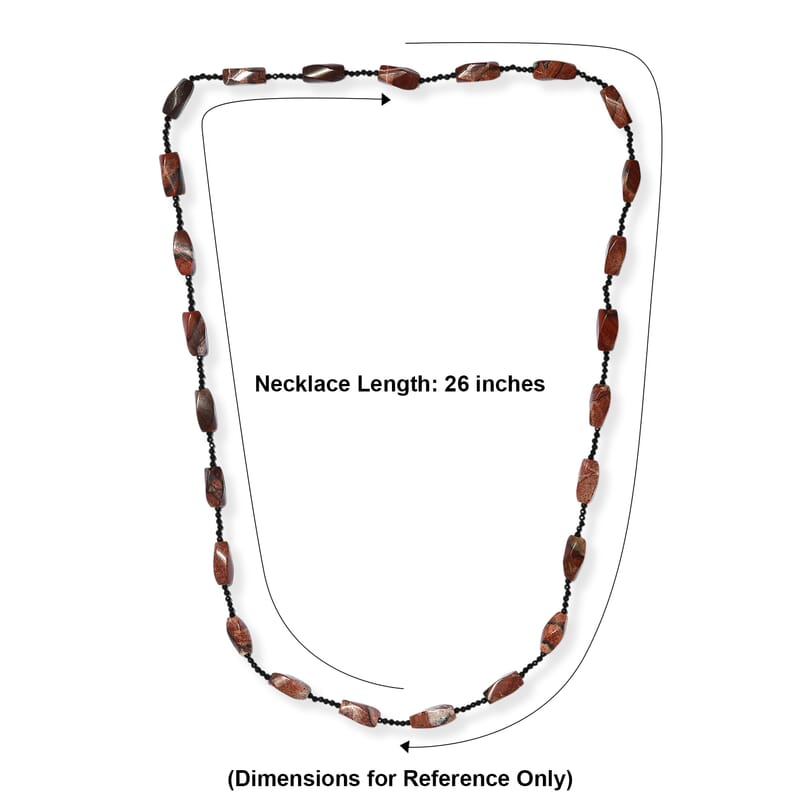 Poppy Jasper and Thai Black Spinel 185.00 ctw Beaded Necklace (26 Inches)