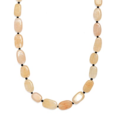 EverTrue Yellow Aventurine and Thai Black Spinel 115.00 ctw Necklace in Stainless Steel 18 Inches