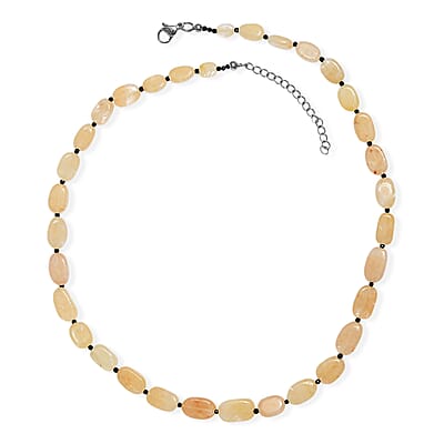 EverTrue Yellow Aventurine and Thai Black Spinel 115.00 ctw Necklace in Stainless Steel 18 Inches