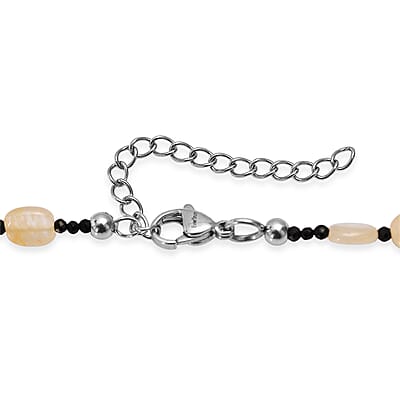 EverTrue Yellow Aventurine and Thai Black Spinel 115.00 ctw Necklace in Stainless Steel 18 Inches