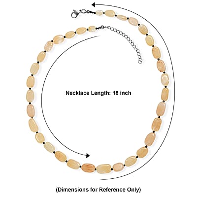 EverTrue Yellow Aventurine and Thai Black Spinel 115.00 ctw Necklace in Stainless Steel 18 Inches