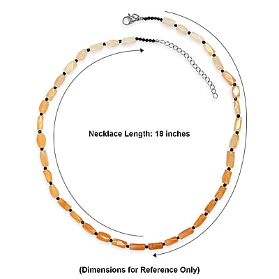 EverTrue Yellow Aventurine and Thai Black Spinel 75.00 ctw Necklace in Stainless Steel 18 Inches