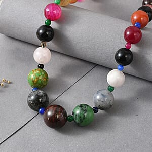 EverTrue Multi Gemstone 400.00 ctw Necklace in Platinum Bond 20 Inches