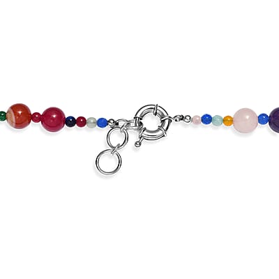 EverTrue Multi Gemstone 400.00 ctw Beaded Necklace in Platinum Bond 20-21 Inches