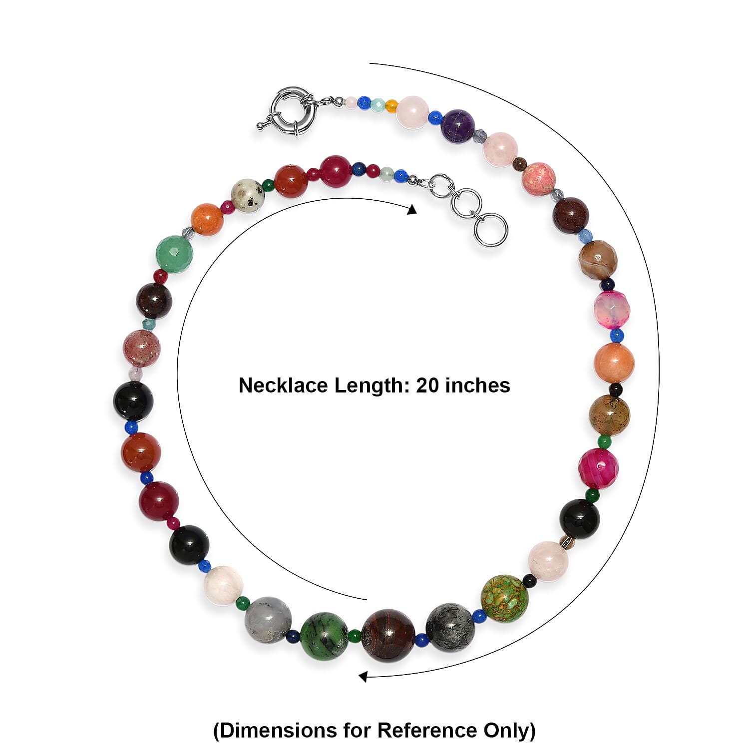 EverTrue Multi Gemstone 400.00 ctw Necklace in Platinum Bond 20-21 Inches