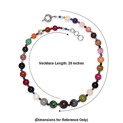 EverTrue Multi Gemstone 400.00 ctw Beaded Necklace in Platinum Bond 20-21 Inches