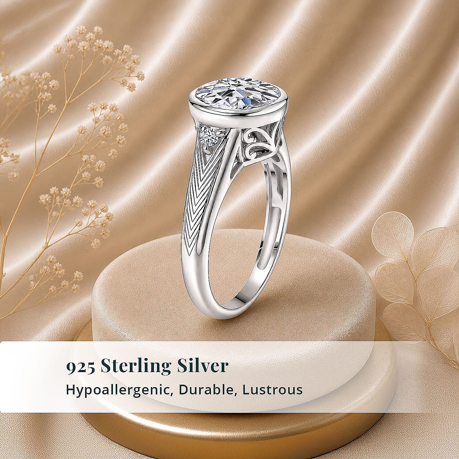 Luxuriant Lab Grown Diamond (G-H, SI) Ring in Rhodium Over Sterling Silver (Size 8.0) 3.10 ctw