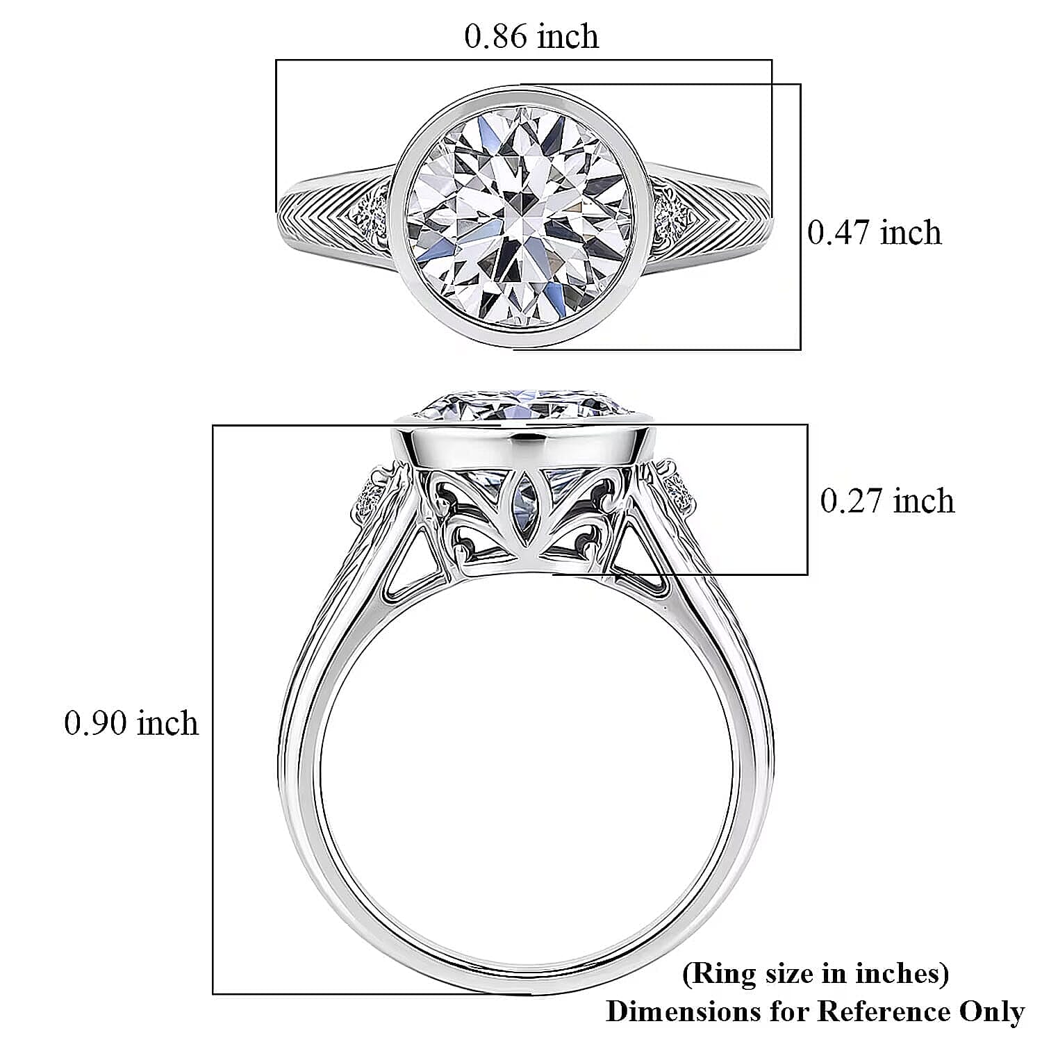 Luxuriant Lab Grown Diamond (G-H, SI) Ring in Rhodium Over Sterling Silver (Size 8.0) 3.10 ctw
