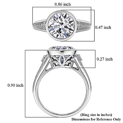 Luxuriant Lab Grown Diamond (G-H, SI) Ring in Rhodium Over Sterling Silver (Size 8.0) 3.10 ctw