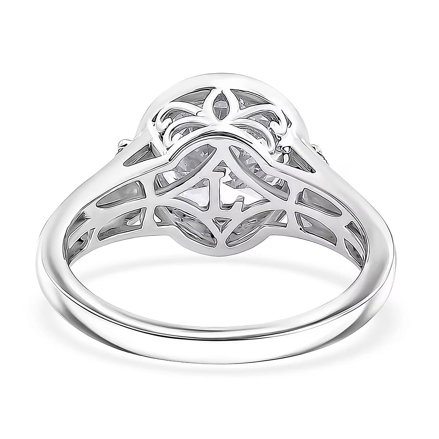 Luxuriant Lab Grown Diamond (G-H, SI) Ring in Rhodium Over Sterling Silver (Size 8.0) 3.10 ctw