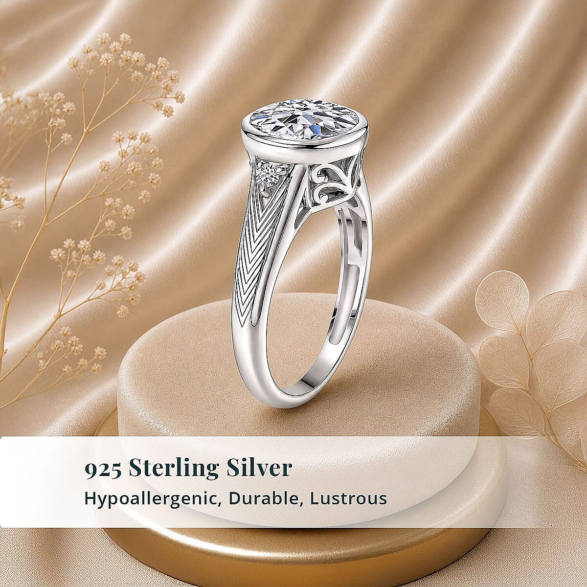 Luxuriant Lab Grown Diamond G-H SI 3.10 ctw Ring in Rhodium Over Sterling Silver (Size 9.0) image number 4