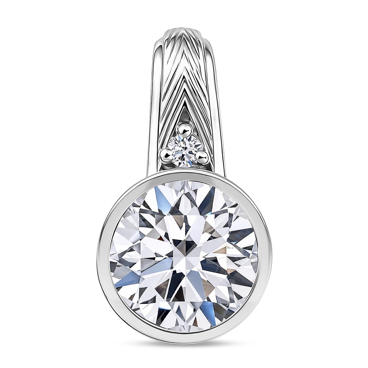 Luxuriant Lab Grown Diamond G-H SI 3.10 ctw Pendant without Chain in Rhodium Over Sterling Silver