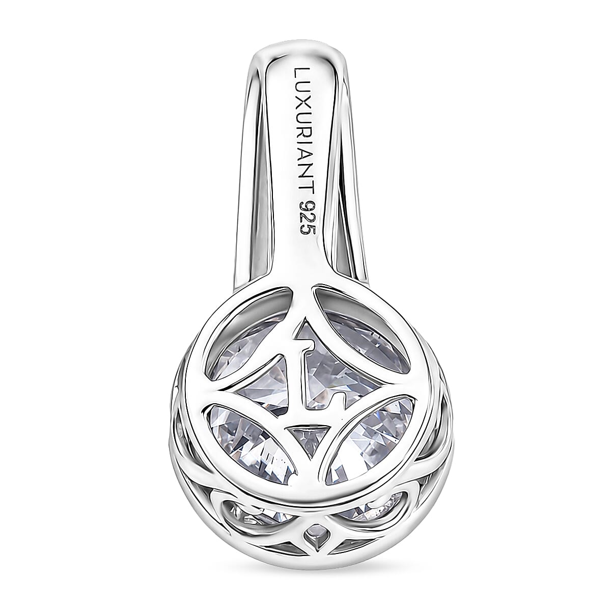 Luxuriant Lab Grown Diamond G-H SI 3.10 ctw Pendant without Chain in Rhodium Over Sterling Silver