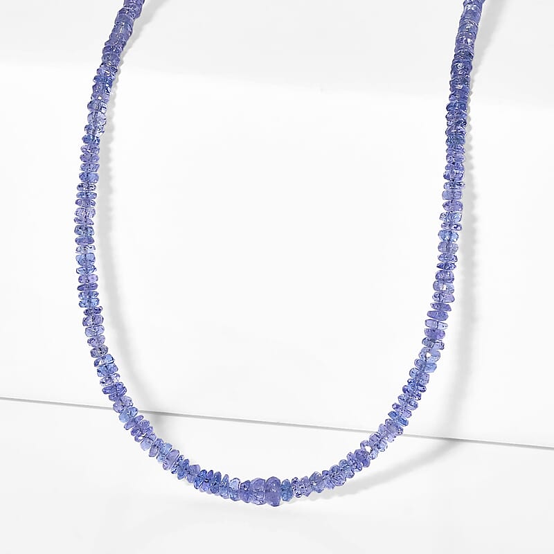 D'Joy Premium Tanzanite 40.00 ctw Necklace in Rhodium Over Sterling Silver 18 Inches