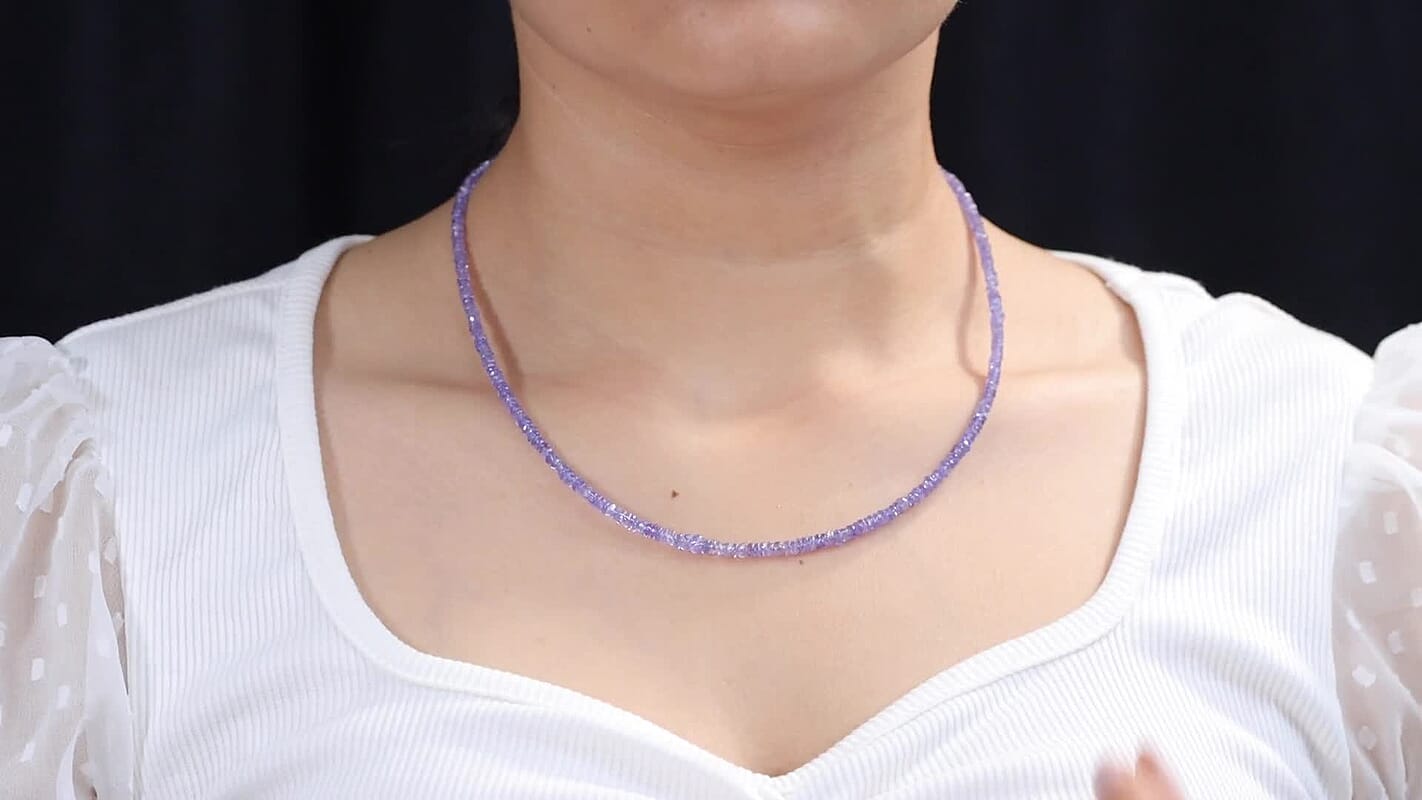 D''Joy Premium Tanzanite Necklace (18 Inches) in Rhodium Over Sterling Silver 40.00 ctw