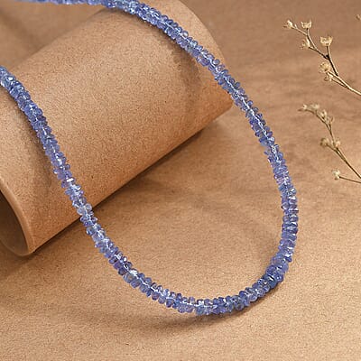 D'Joy Premium Tanzanite 40.00 ctw Necklace in Rhodium Over Sterling Silver 18 Inches