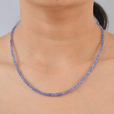 D'Joy Premium Tanzanite 40.00 ctw Necklace in Rhodium Over Sterling Silver 18 Inches