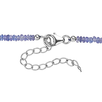 D'Joy Premium Tanzanite 40.00 ctw Necklace in Rhodium Over Sterling Silver 18 Inches