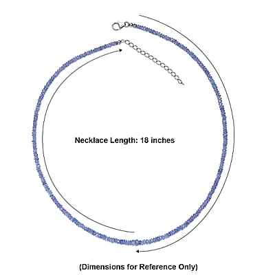 D'Joy Premium Tanzanite 40.00 ctw Necklace in Rhodium Over Sterling Silver 18 Inches