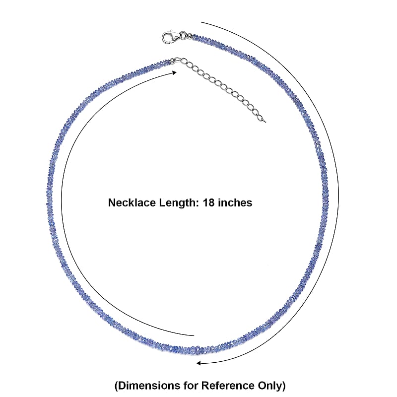 D'Joy Premium Tanzanite 40.00 ctw Necklace in Rhodium Over Sterling Silver 18 Inches