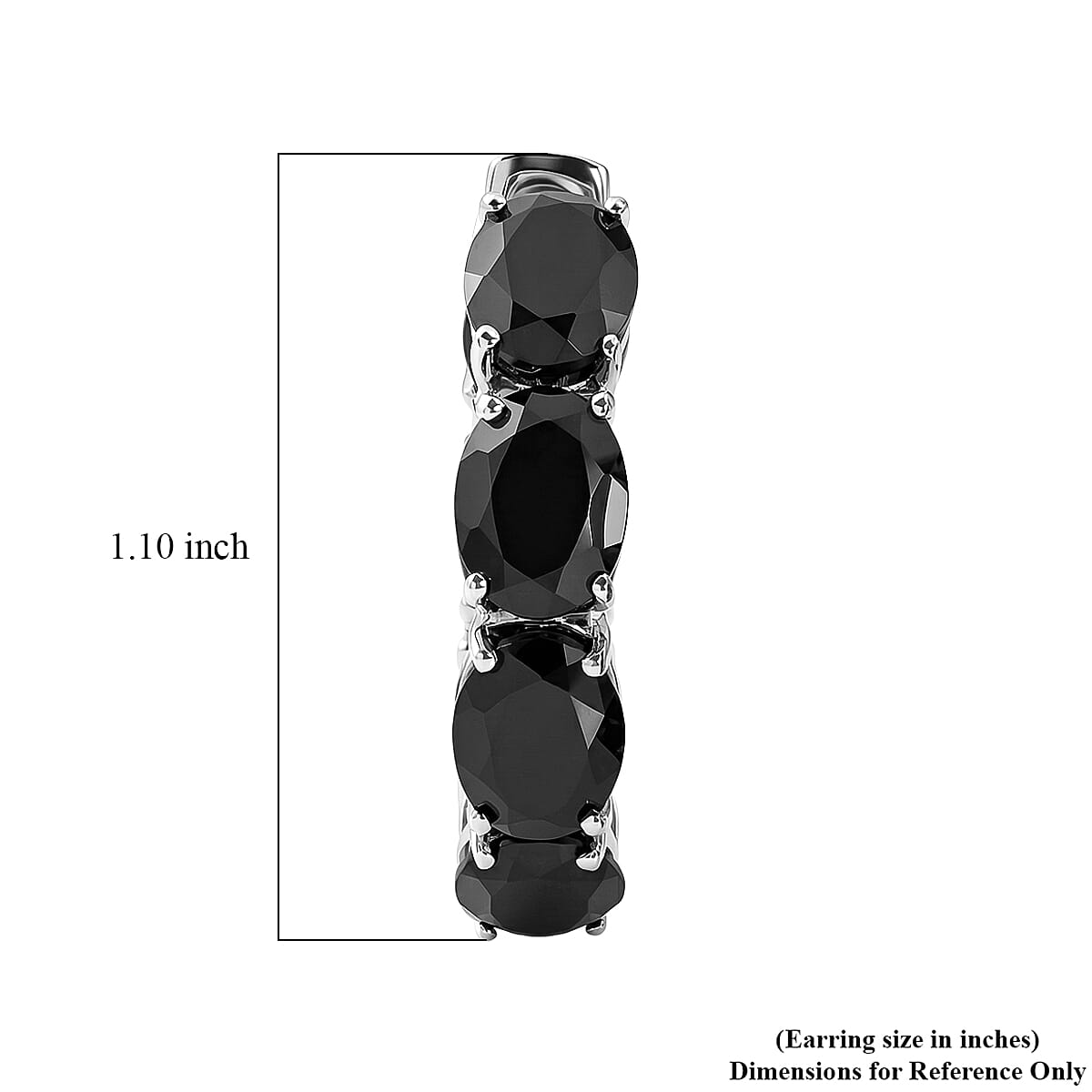 EverTrue Thai Black Spinel 22.10 ctw Midnight Signature Elegance Hoop Earrings in Platinum Bond image number 4