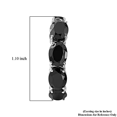 EverTrue Thai Black Spinel 22.10 ctw Midnight Signature Elegance Hoop Earrings in Platinum Bond