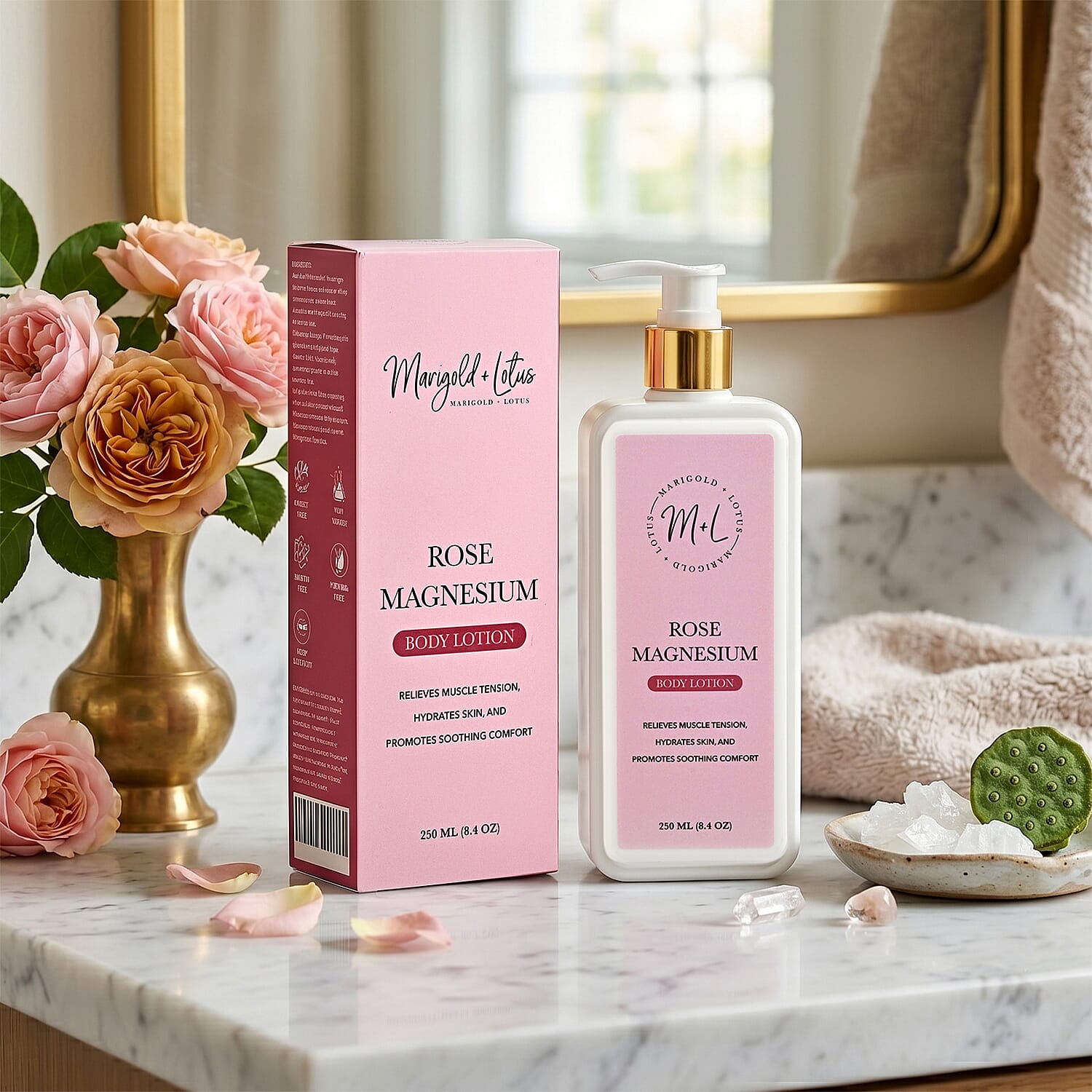 Marigold & Lotus Magnesium lotion - ROSE fragrance