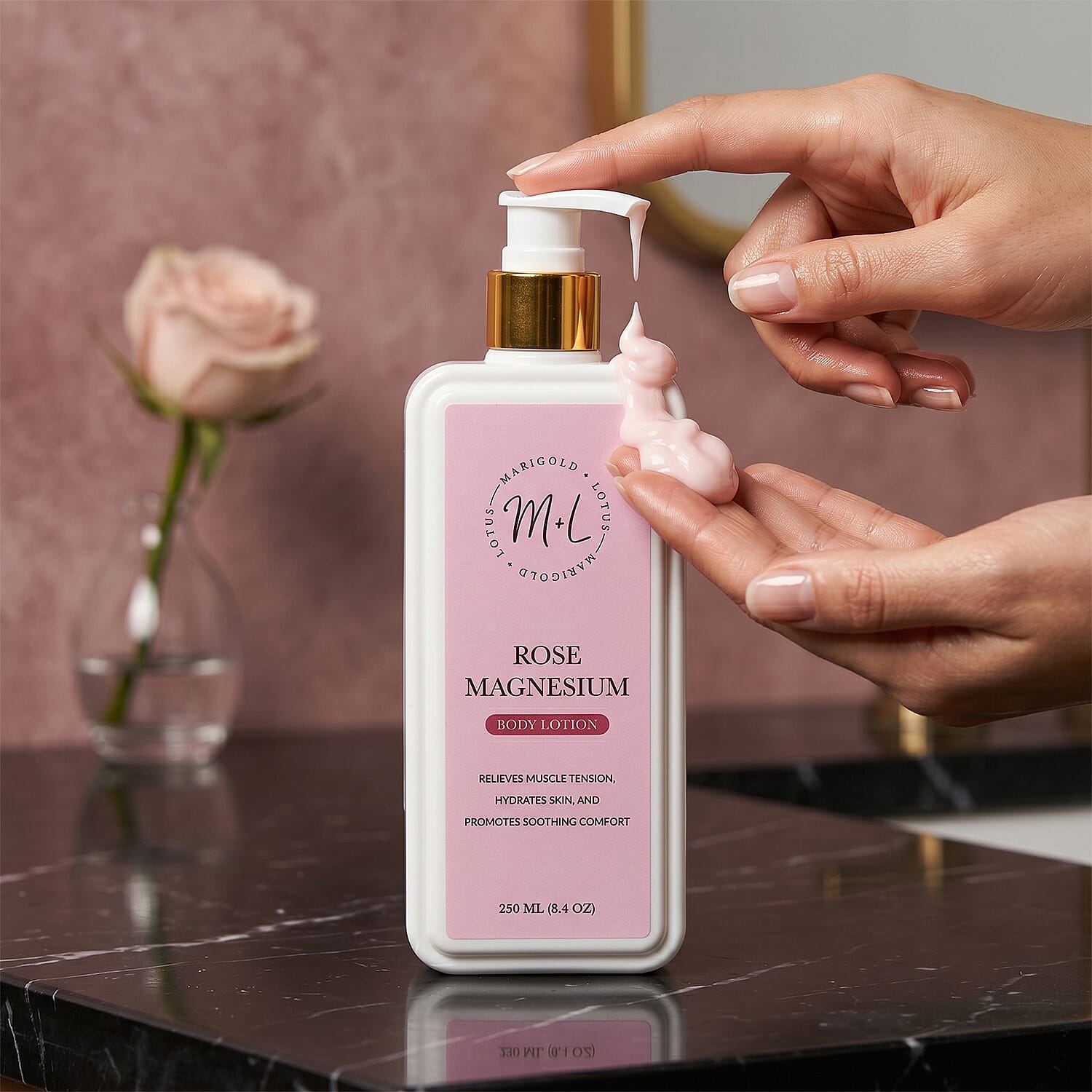 Marigold & Lotus Magnesium lotion - ROSE fragrance