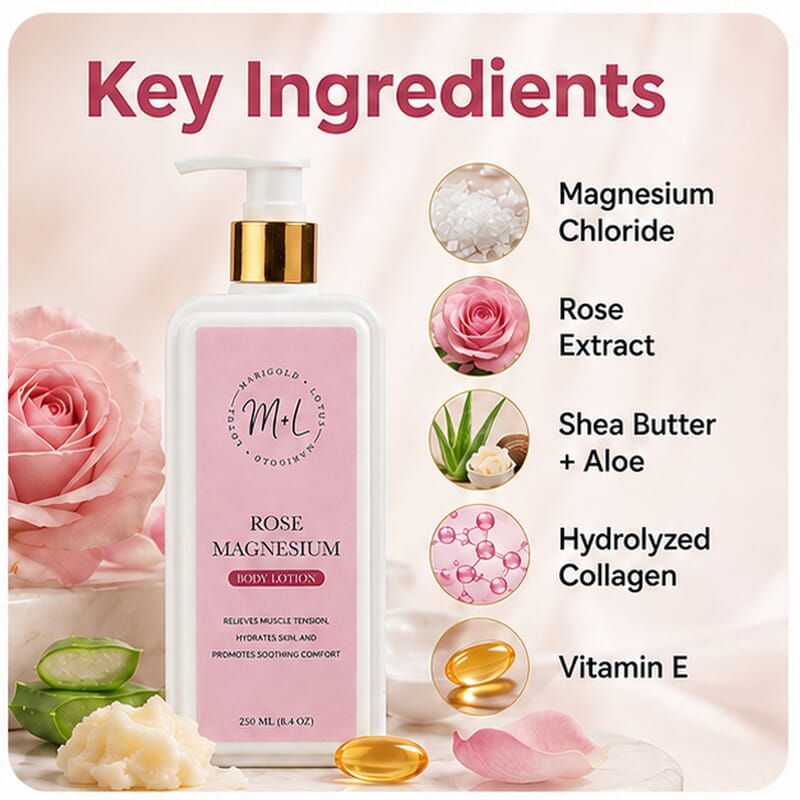 Marigold & Lotus Magnesium Lotion - ROSE fragrance