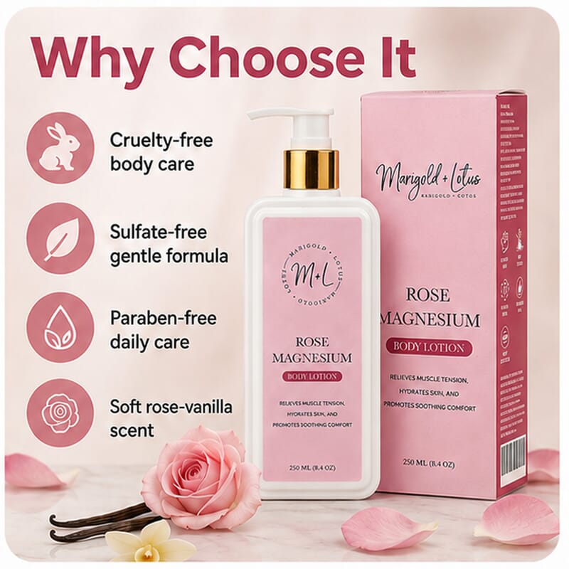 Marigold & Lotus Magnesium Lotion - ROSE fragrance