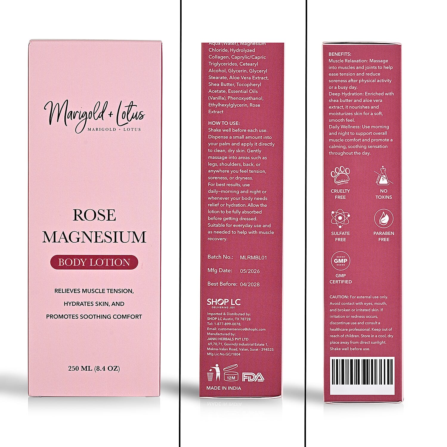 Marigold & Lotus Magnesium lotion - ROSE fragrance