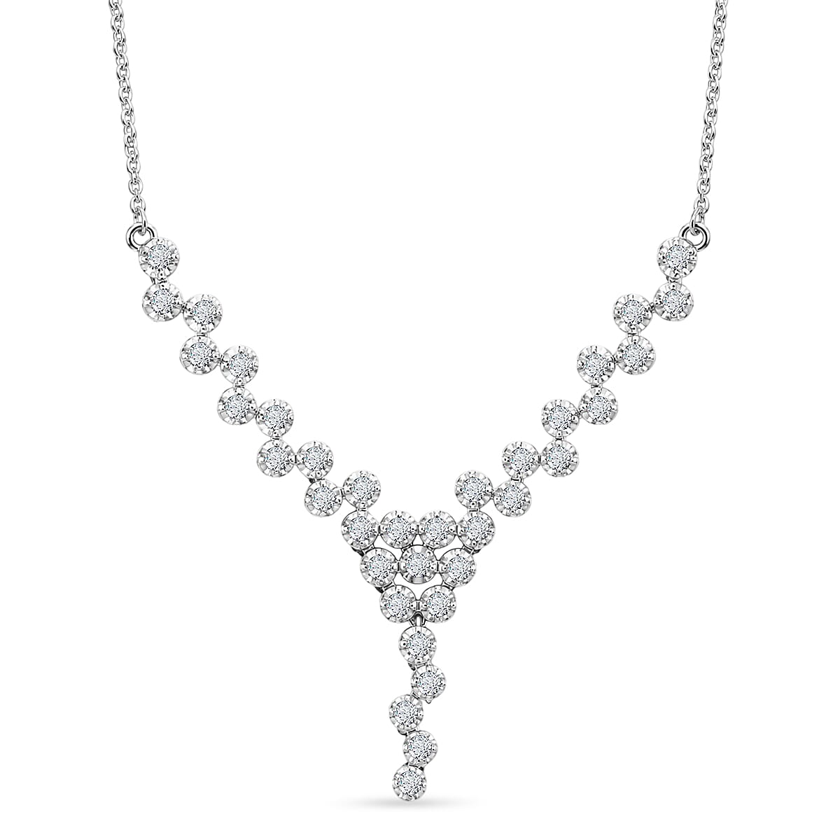 Luxuriant Lab Grown Diamond G-H SI 1.50 ctw Necklace in Rhodium Over Sterling Silver 20 Inches