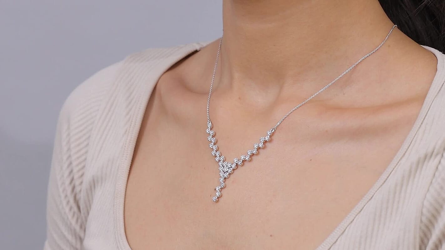Luxuriant Lab Grown Diamond (G-H, SI) Necklace in Rhodium Over Sterling Silver (20 Inches) 1.50 ctw