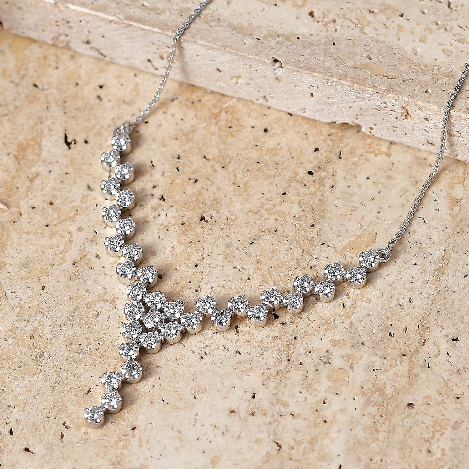 Luxuriant Lab Grown Diamond G-H SI 1.50 ctw Necklace in Rhodium Over Sterling Silver 20 Inches