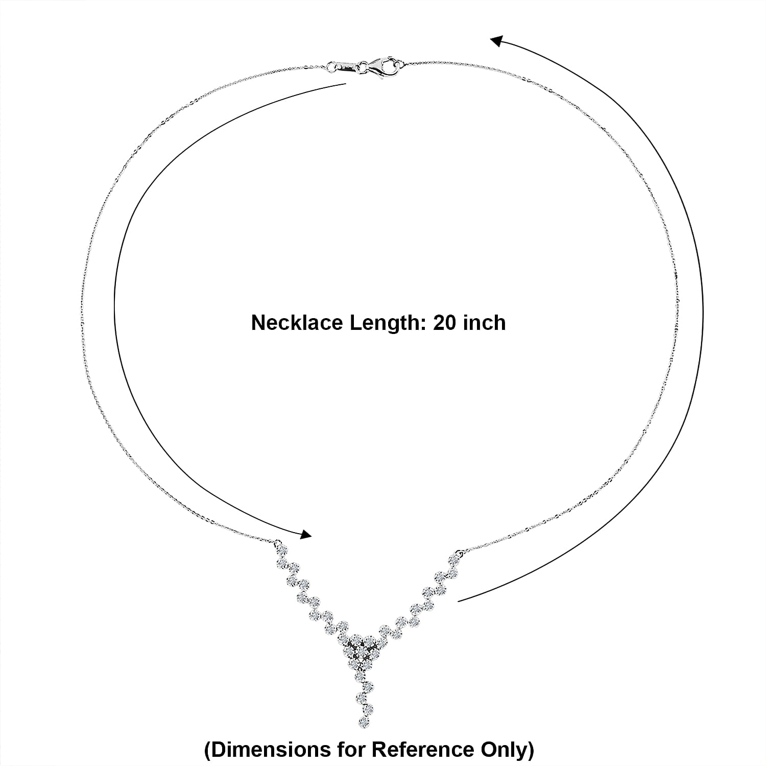 Luxuriant Lab Grown Diamond G-H SI 1.50 ctw Necklace in Rhodium Over Sterling Silver 20 Inches