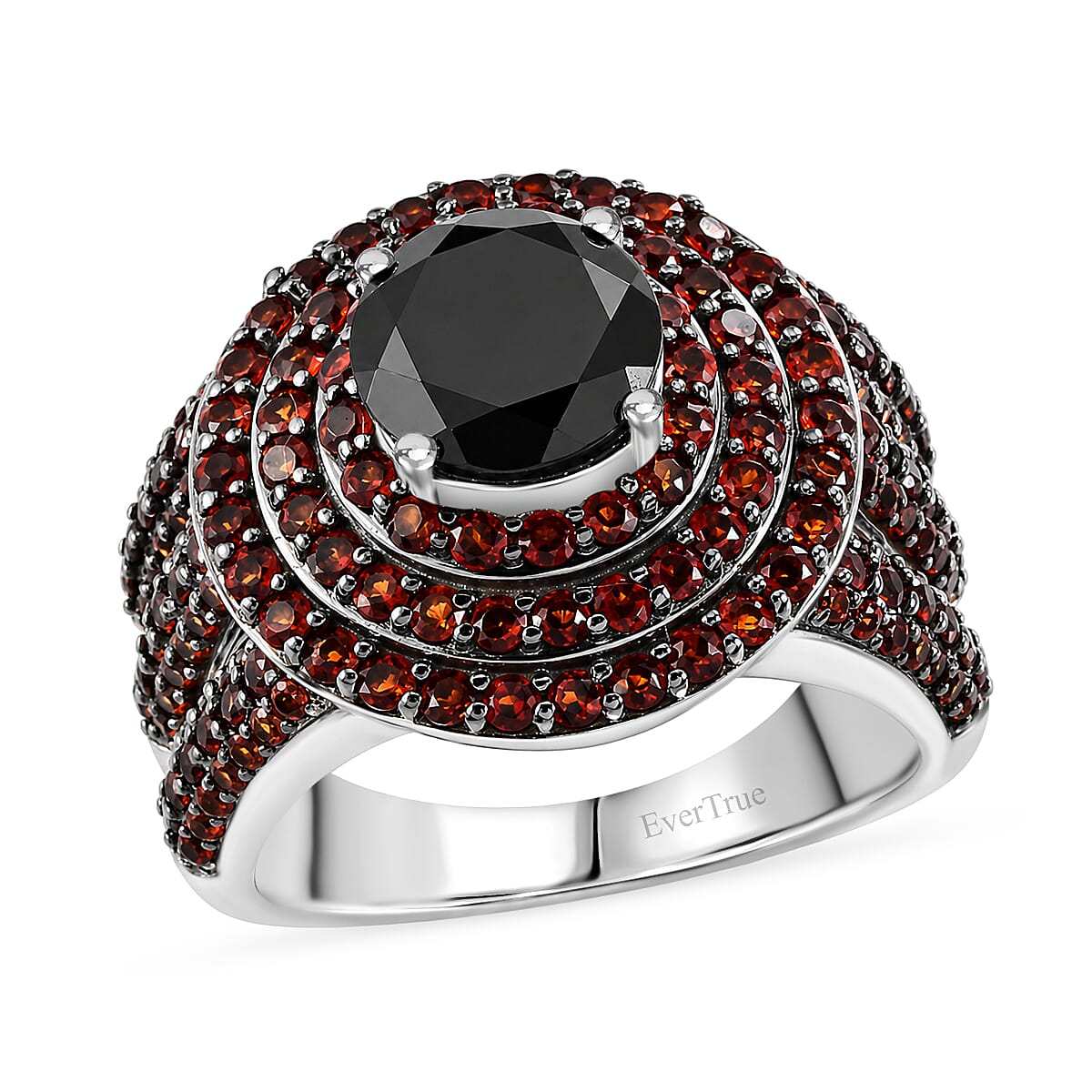EverTrue Thai Black Spinel, Mozambique Garnet Ring in Platinum Bond (Size 10.0) 4.30 ctw