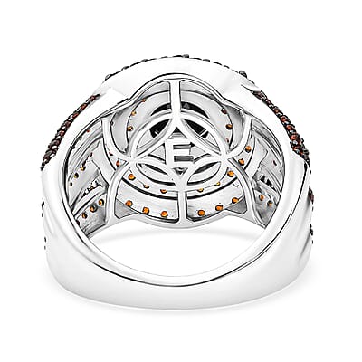 EverTrue Thai Black Spinel and Mozambique Garnet 4.90 ctw Midnight Glow Halo Ring in Platinum Bond (Size 6.0)