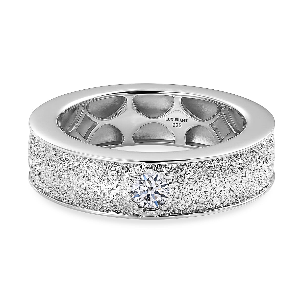 Luxuriant Lab Grown Diamond G-H SI 0.20 ctw Ring in Rhodium Over Sterling Silver (Size 6.5)