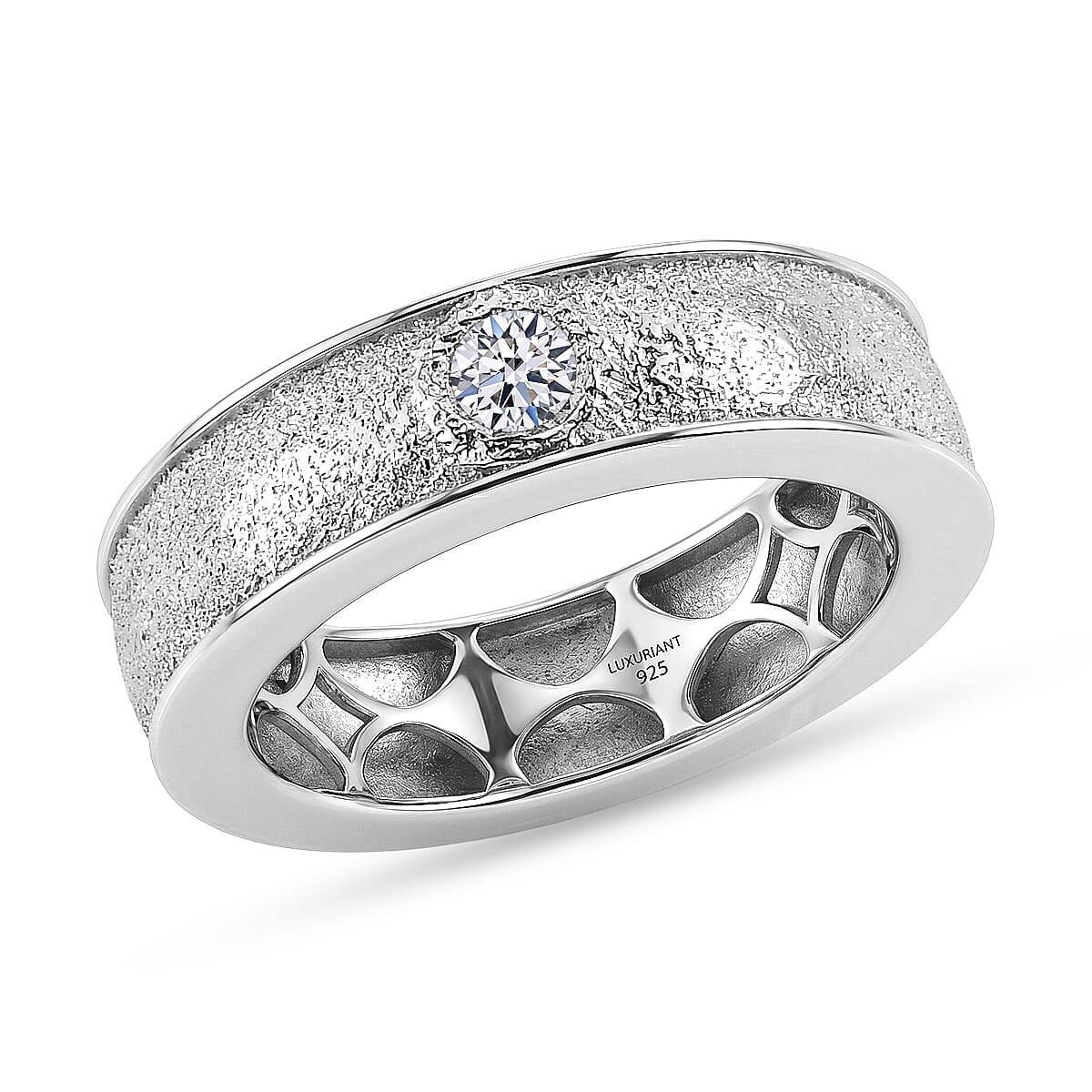 Luxuriant Lab Grown Diamond G-H SI 0.20 ctw Ring in Rhodium Over Sterling Silver (Size 6.5) image number 3