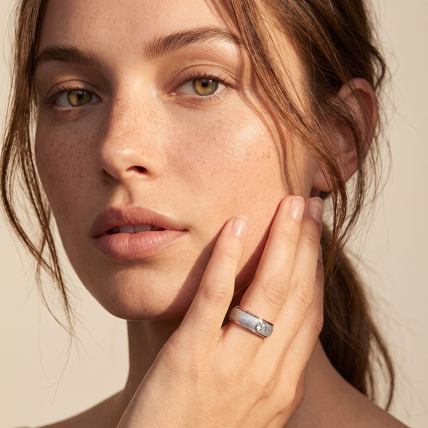 Luxuriant Lab Grown Diamond G-H SI 0.20 ctw Ring in 18K Vermeil RG and Rhodium Over Sterling Silver (Size 6.5)