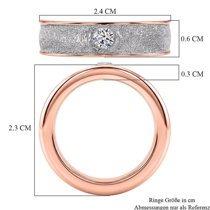 Luxuriant Lab Grown Diamond G-H SI 0.20 ctw Ring in 18K Vermeil RG and Rhodium Over Sterling Silver (Size 6.5)