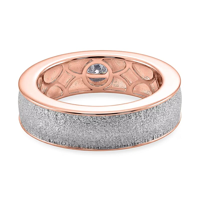 Luxuriant Lab Grown Diamond G-H SI 0.20 ctw Ring in 18K Vermeil RG and Rhodium Over Sterling Silver (Size 6.5)