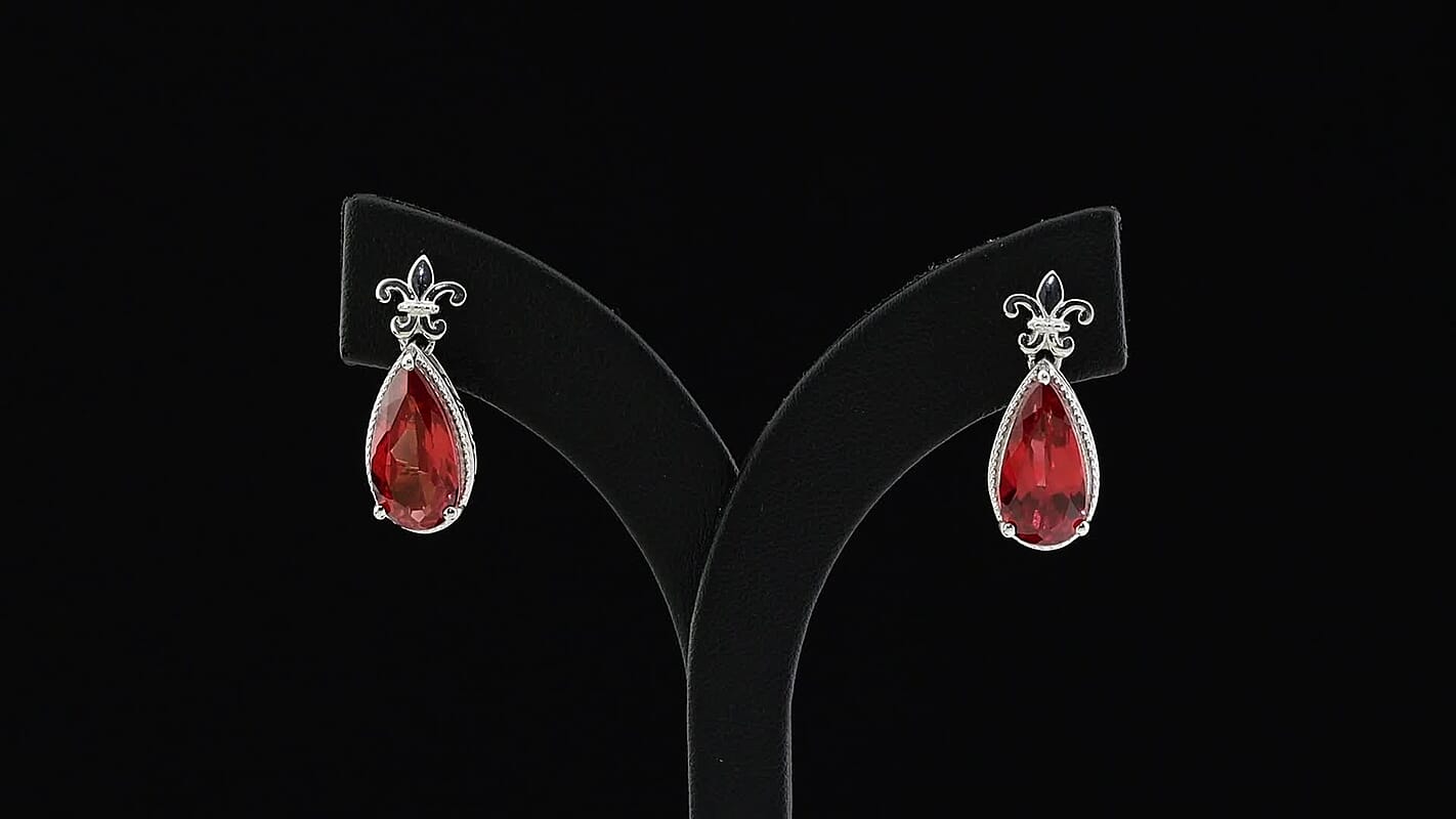 EverTrue Lab Created Padparadscha Sapphire Earrings in Platinum Bond 12.25 ctw