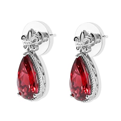 EverTrue Lab Created Padparadscha Sapphire 12.25 ctw Earrings in Platinum Bond