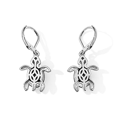 EverTrue Black Tourmaline and Thai Black Spinel 5.35 ctw Turtle Earrings in Platinum Bond