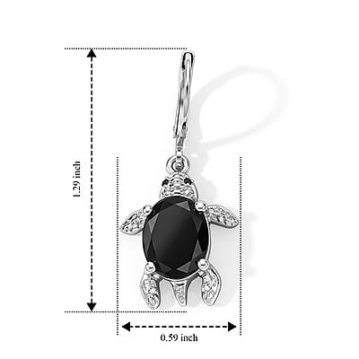 EverTrue Black Tourmaline and Thai Black Spinel 5.35 ctw Turtle Earrings in Platinum Bond