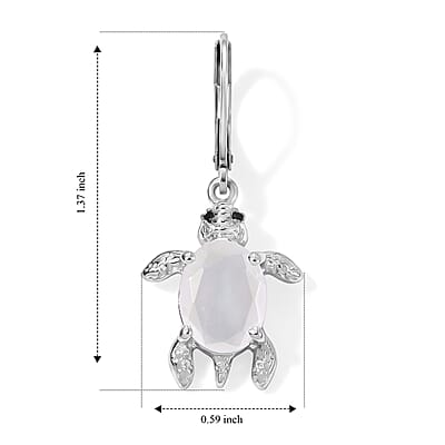 EverTrue White Moonstone and Thai Black Spinel 4.50 ctw Earrings in Platinum Bond
