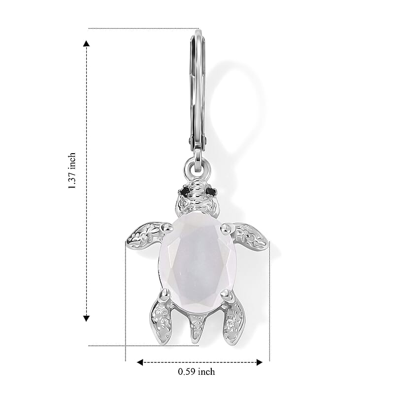 EverTrue White Moonstone and Thai Black Spinel 4.50 ctw Earrings in Platinum Bond