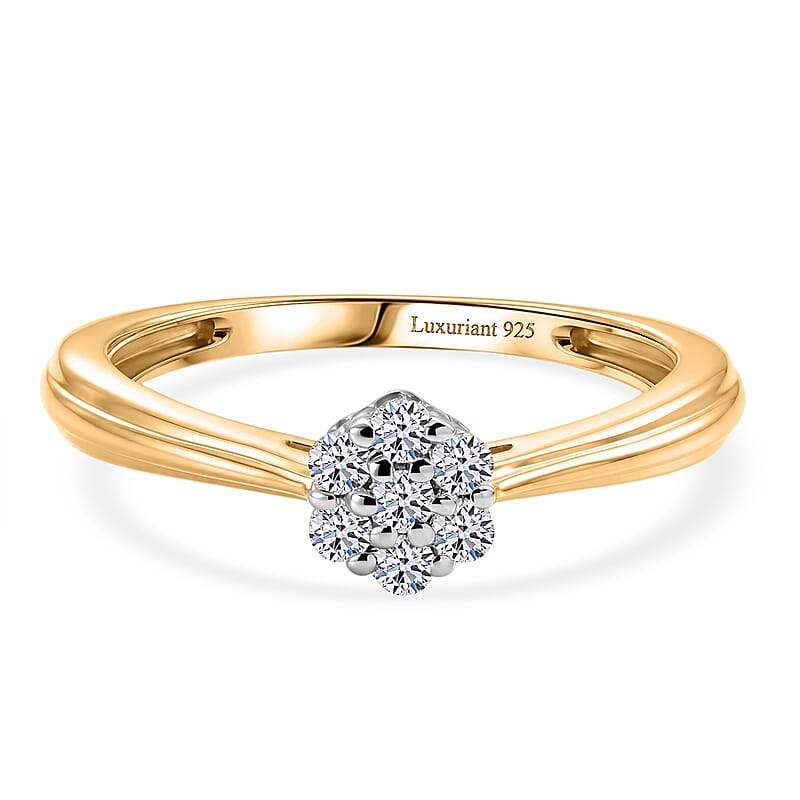 Luxuriant Lab Grown Diamond G-H SI 0.20 ctw Ring in 18K Vermeil Yellow Gold Over Sterling Silver (Size 6.5)