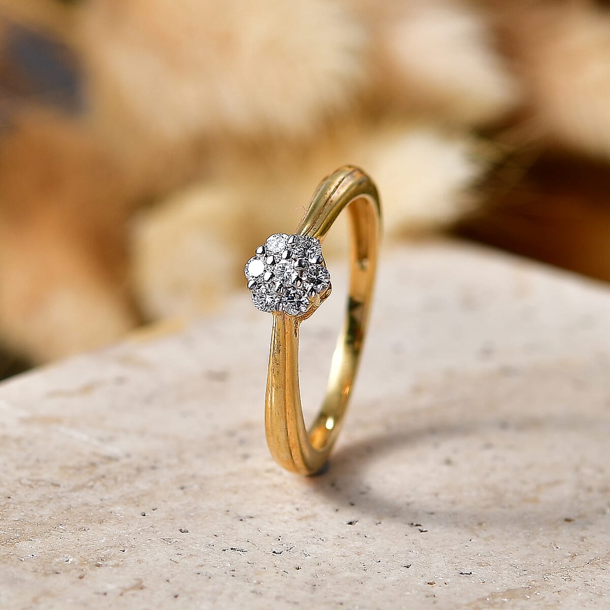 Luxuriant Lab Grown Diamond G-H SI 0.20 ctw Ring in 18K Vermeil Yellow Gold Over Sterling Silver (Size 6.5) image number 1
